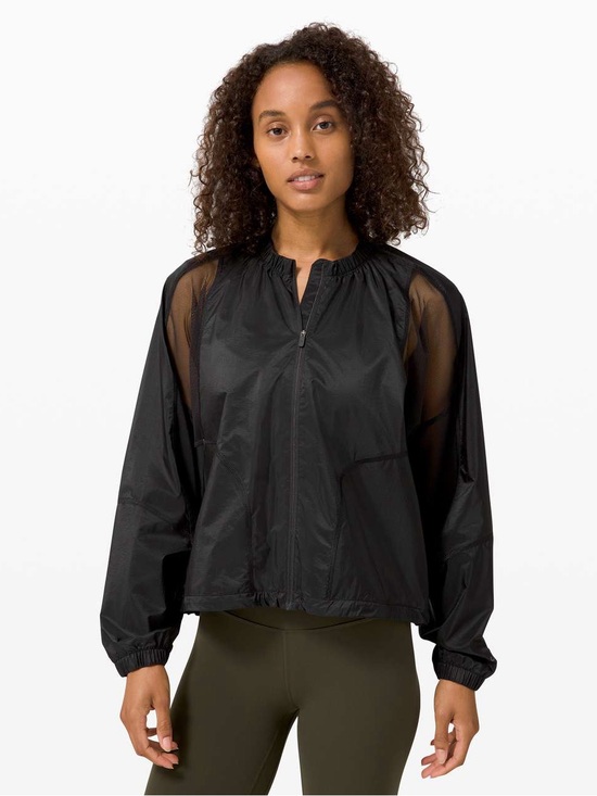 lululemon athletica Jackets & Blazers - lululemon athletica Black Lightweight Mesh-Panel Zip Jacket